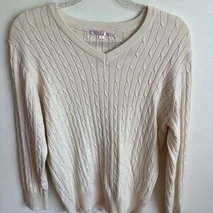 Ashley By 26 International Women's V-Neck Sweater in Cream